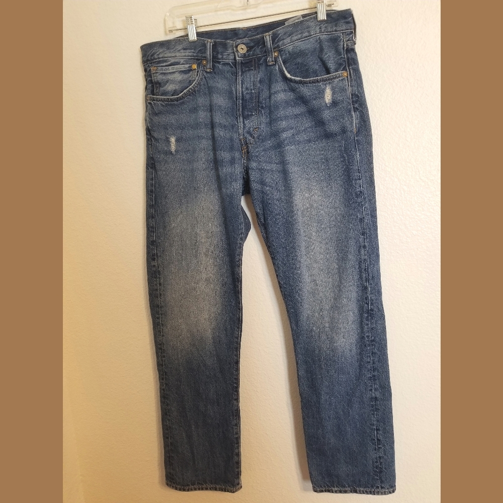 & Denim Straight MW Button Fly Jeans Sz 34/32